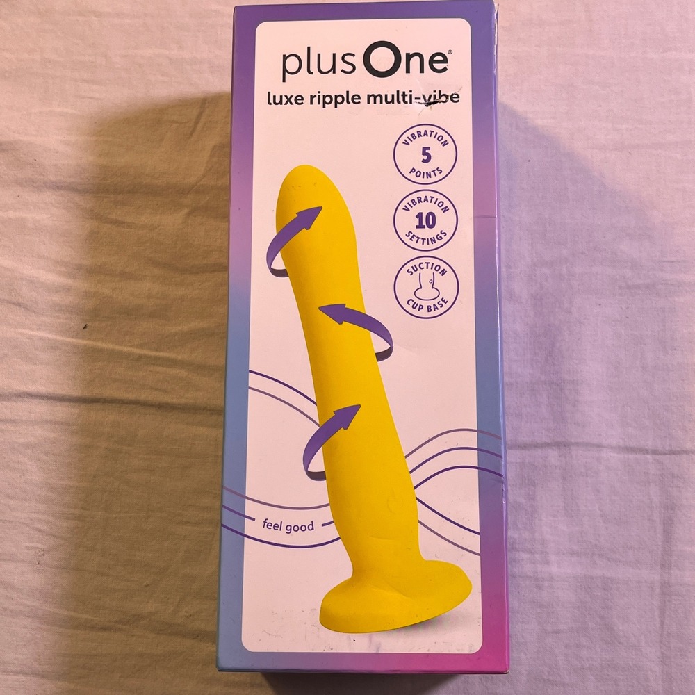 plusOne Luxe Ripple Multi-Vibe Women Yellow NEW 10 Settings Suction Base